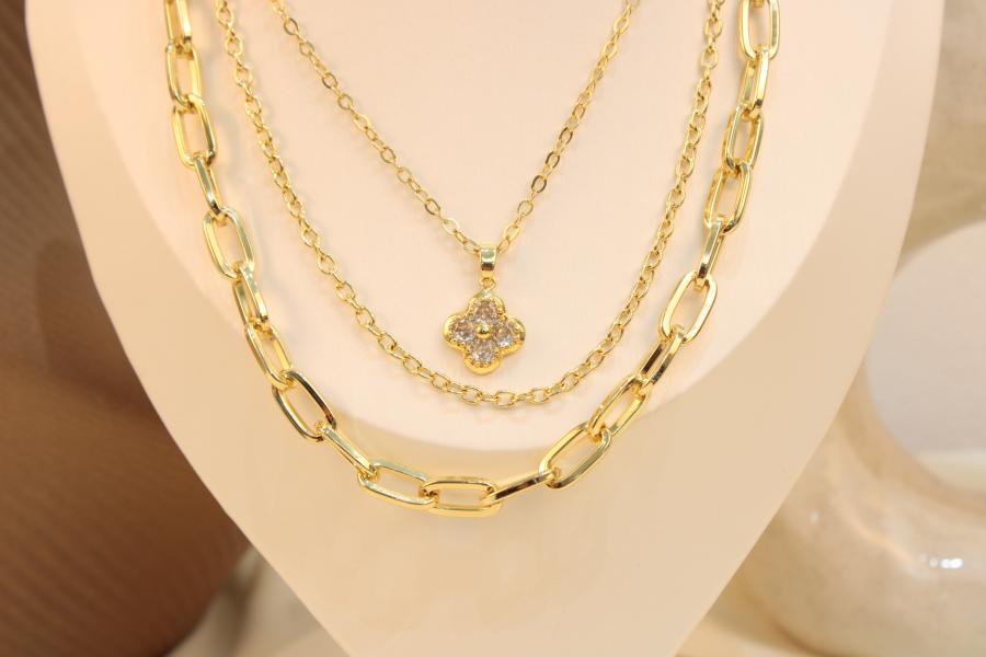 Cadena Triple Dupe De Van Cleef De Zirconias