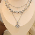 Cadena Triple De Trébol Con Zirconias