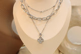 Cadena Triple De Trébol Con Zirconias