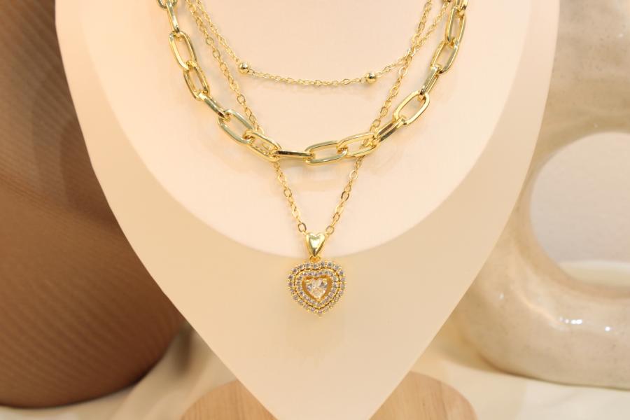 Cadena Triple De Corazón
