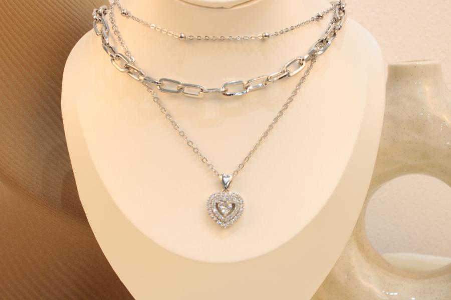 Cadena Triple De Corazón