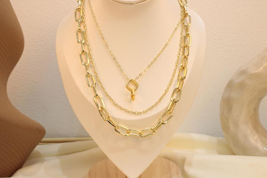 Cadena Triple De Cuadro Entrelazado Con Zirconias