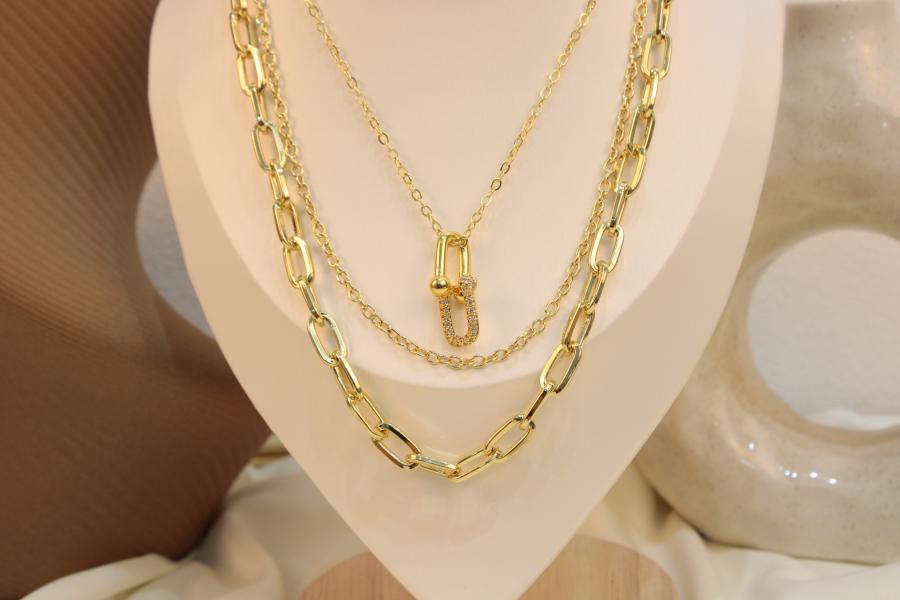 Cadena Triple Dupe De Tiffany Con Zirconias