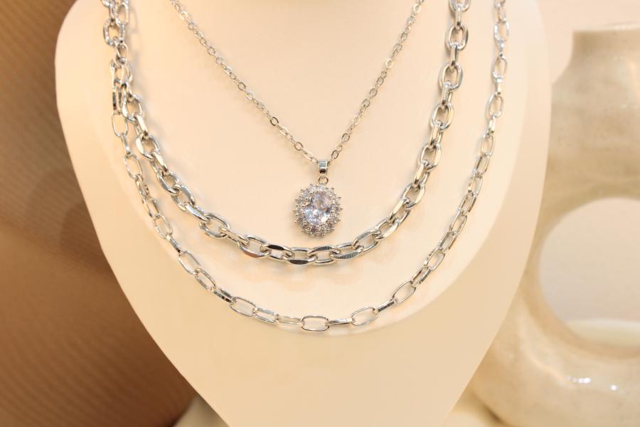 Cadena Triple De Zirconias