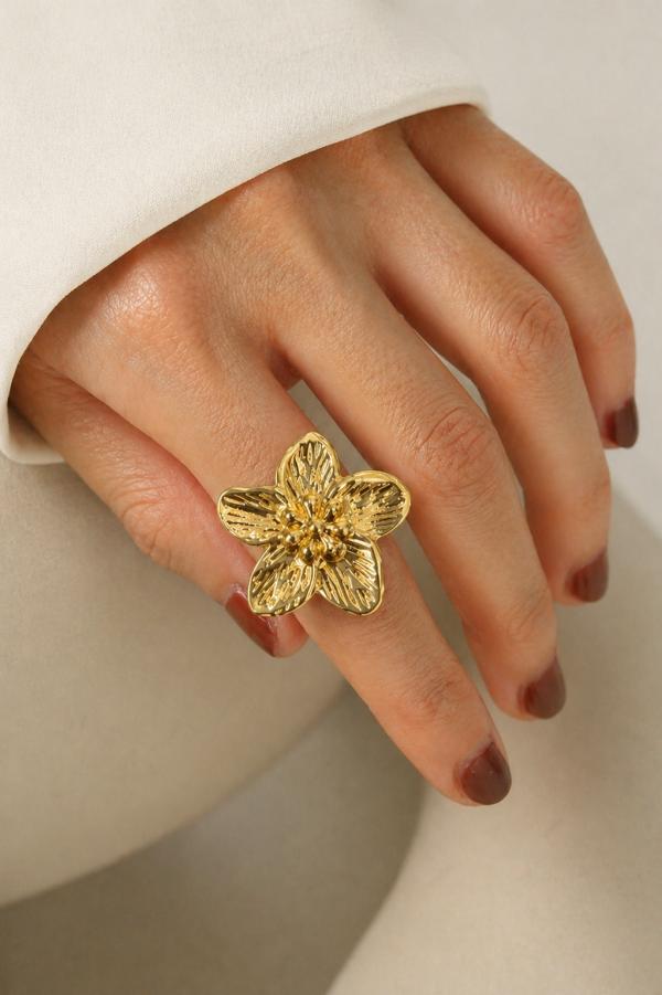 Anillo Acero Flor