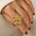Anillo Acero Flor