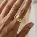Anillo Acero Hojas