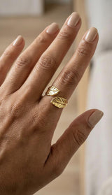 Anillo Acero Hojas