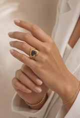 Anillo Acero Corazón Negro