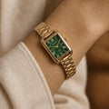 Reloj Vintage Dorado/Verde Rectangular