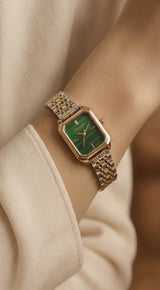 Reloj Vintage Combinado/Verde Rectangular