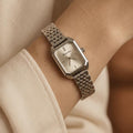Reloj Vintage Plateado/Blanco Rectangular