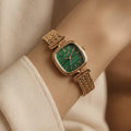 Reloj Vintage Dorado/Verde Cuadrado