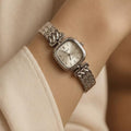 Reloj Vintage Plateado/Blanco Cuadrado