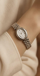 Reloj Vintage Plateado/Blanco Redondo