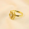Anillo Antiestrés Trébol Con Zirconia