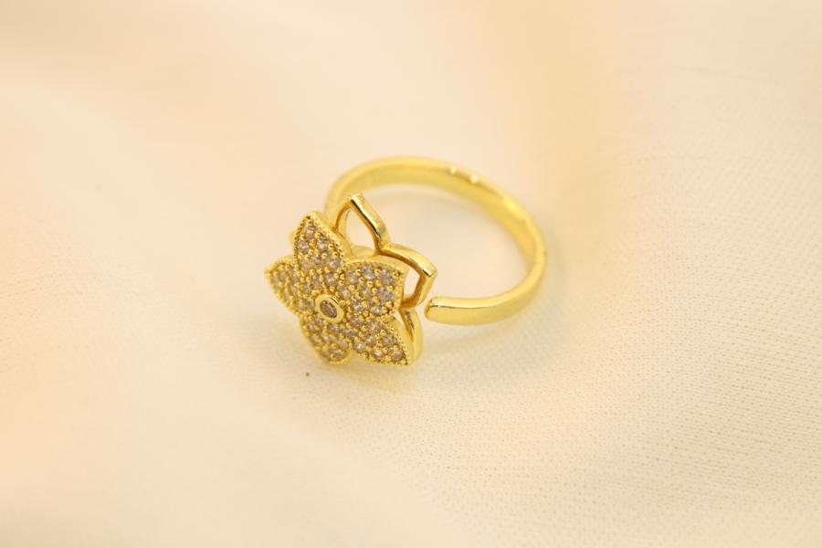 Anillo Antiestrés Flor Con Zirconias