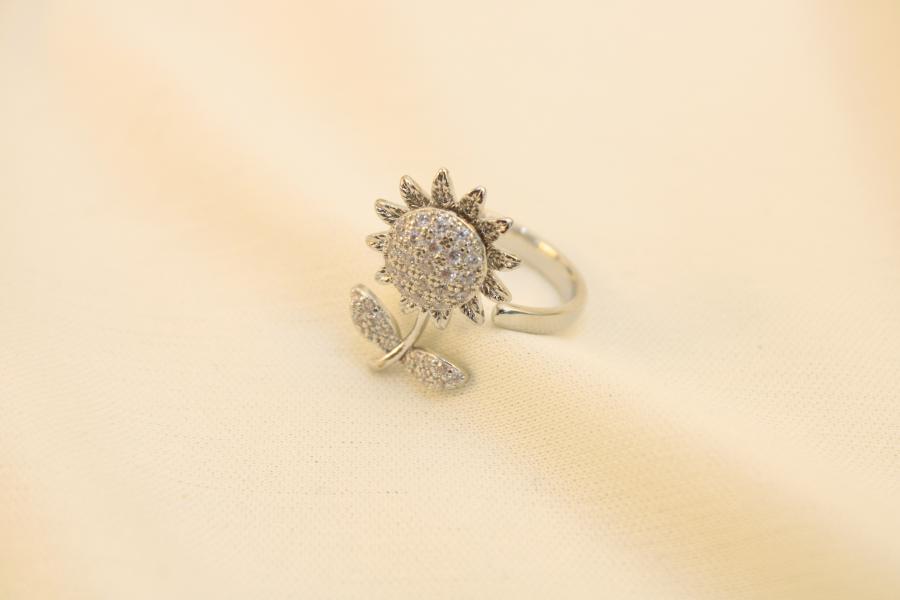 Anillo Antiestrés Girasol Con Tallo