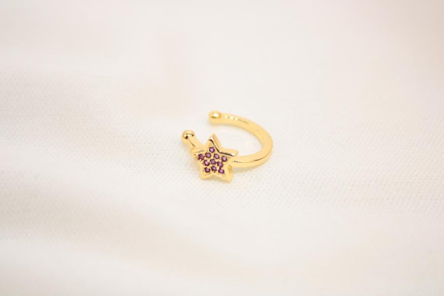 Earcuff Delicado Estrella Rosa
