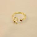 Anillo De Flor Con Piedra Rosa