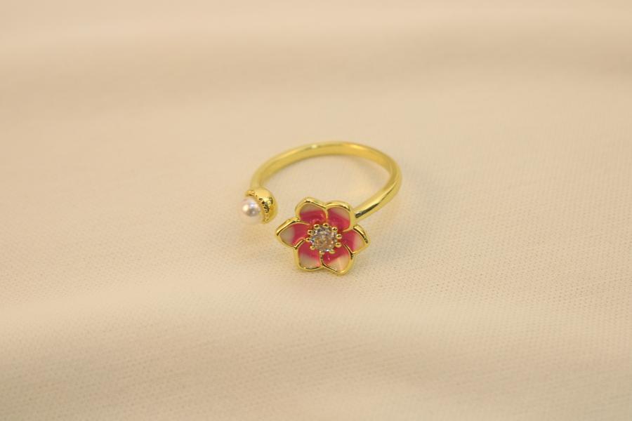 Anillo De Flor Con Perla