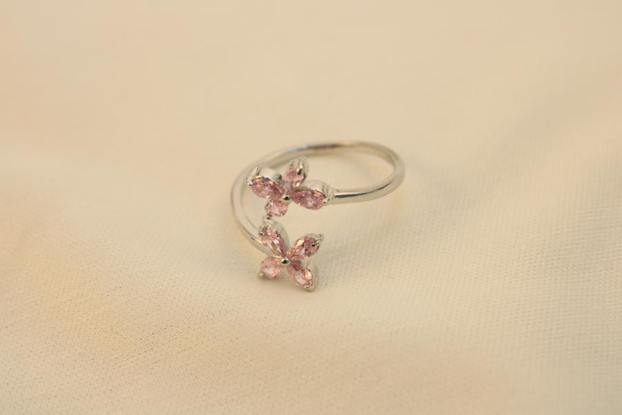 Anillo De Flor Doble Rosa