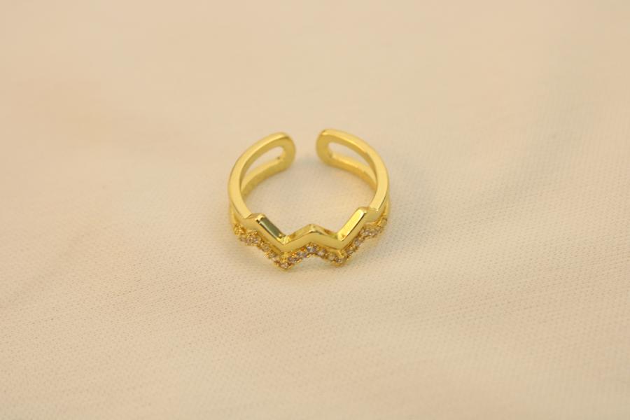 Anillo Doble ZigZag Con Zirconias