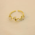 Anillo De Hojas Con Perlas