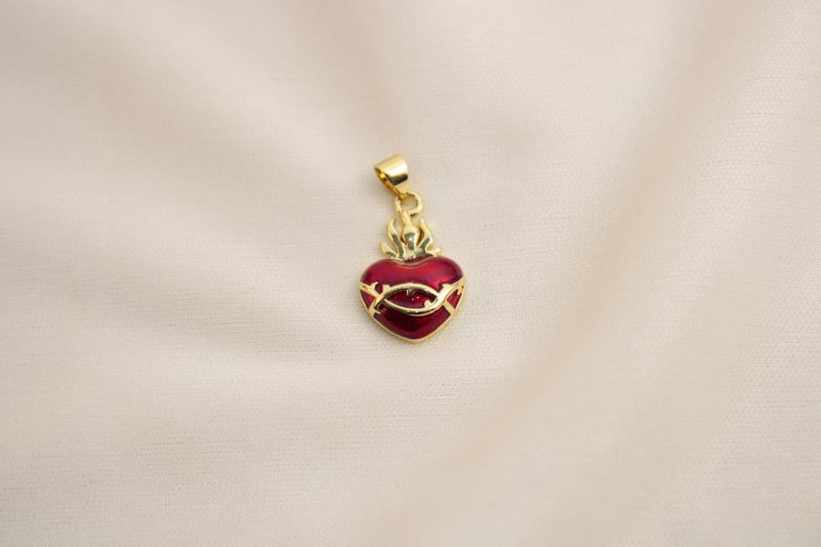 Charm / Dije De Corazón Rojo Entrelazado