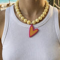 Cadena De Chicle Dije Corazón Rosa/Amarillo