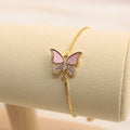 Pulsera Ajustable De Mariposa Rosa