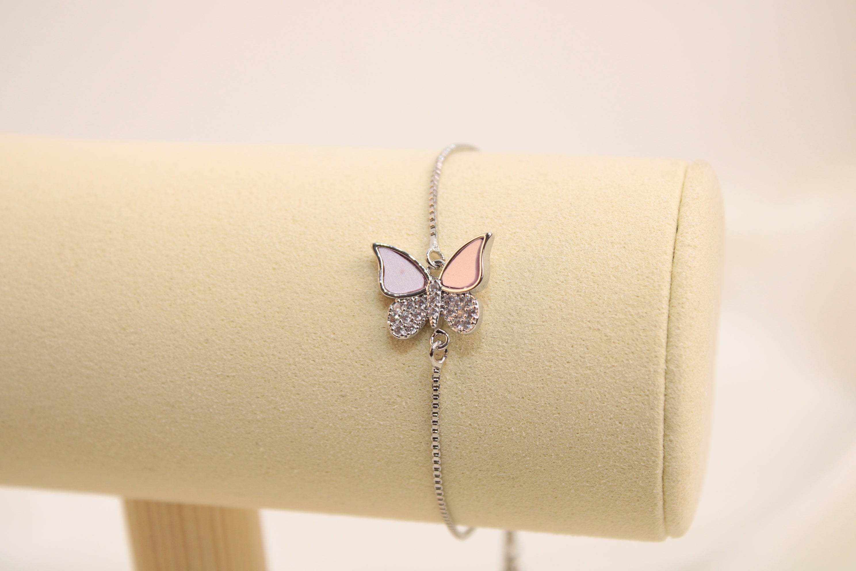 Pulsera Ajustable De Mariposa Rosa