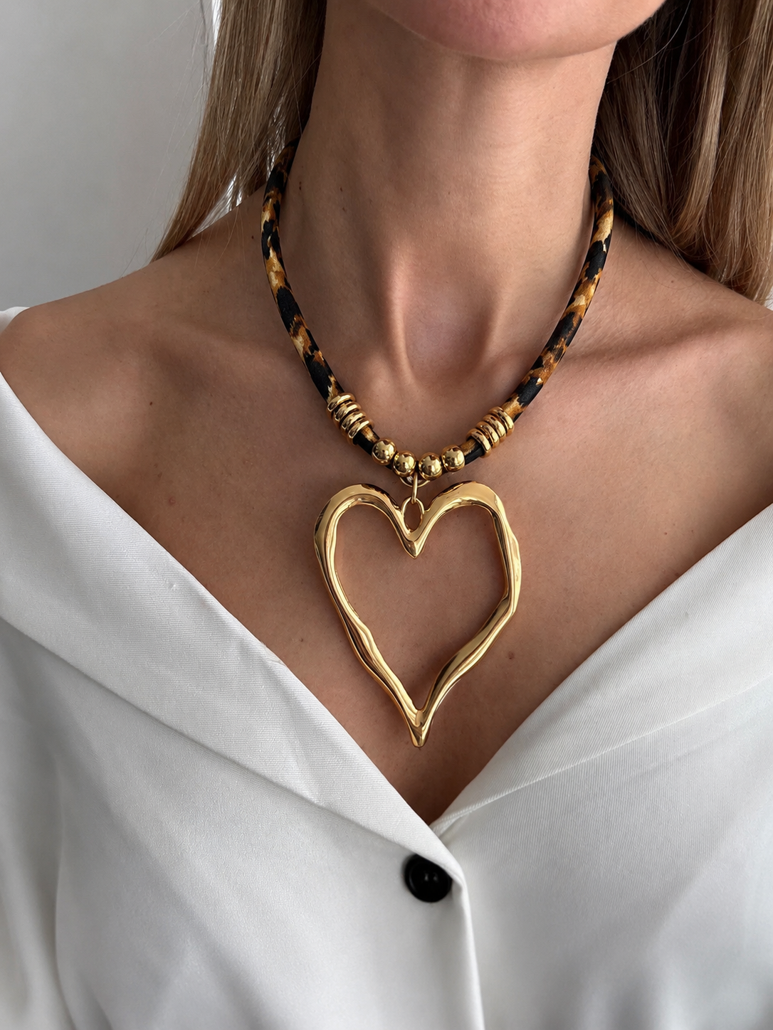 Cadena Animal Print Corazon Grande