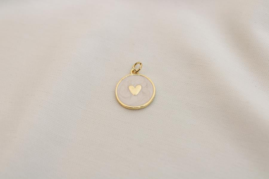 Charm / Dije De Placa Blanco De Corazón