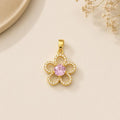 Charm / Dije De Flor Con Zirconia Rosa