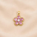 Charm / Dije De Flor Con Zirconia Rosa