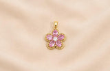 Charm / Dije De Flor Con Zirconia Rosa
