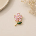 Charm / Dije De Flor Rosada Con Un Tallo