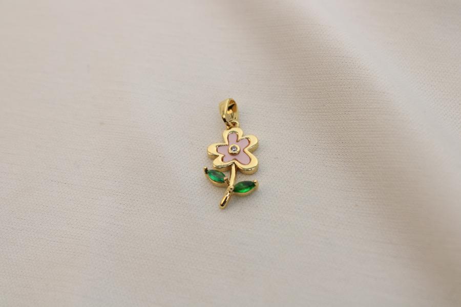 Charm / Dije De Flor Con Dos Tallo