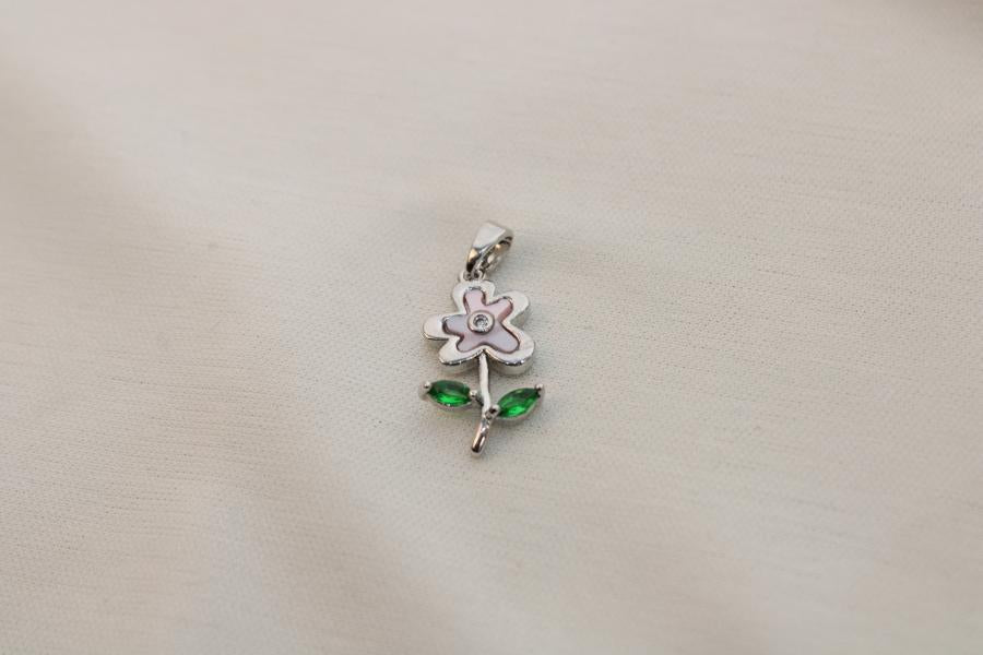 Charm / Dije De Flor Con Dos Tallo