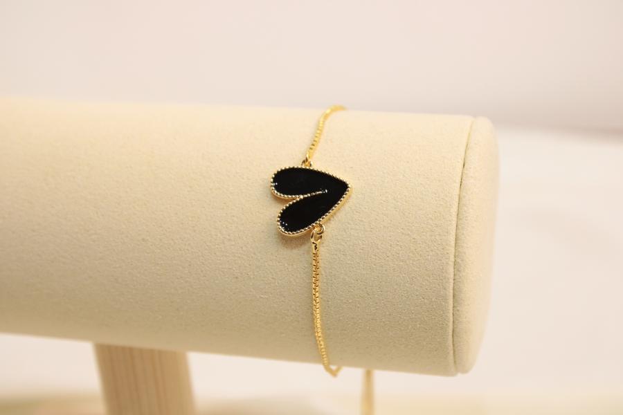 Pulsera Ajustable De Corazón Negro