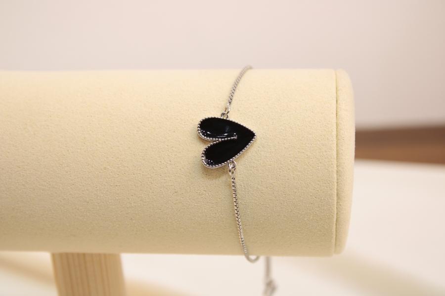 Pulsera Ajustable De Corazón Negro