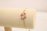 Pulsera Ajustable De Flor Con Zirconia Rosa