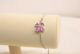 Pulsera Ajustable De Flor Con Zirconia Rosa