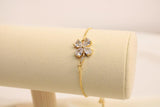 Pulsera Ajustable De Flor Con Zirconia Blanca
