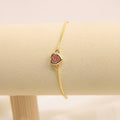 Pulsera Ajustable De Corazón Con Zirconia Rosa