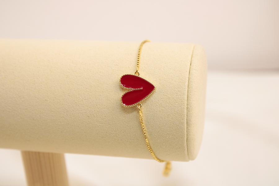 Pulsera Ajustable De Corazón Rojo