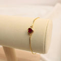 Pulsera Ajustable De Corazón Con Zirconia Roja