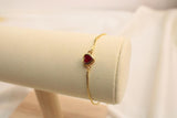 Pulsera Ajustable De Corazón Con Zirconia Roja