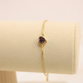 Pulsera Ajustable De Corazón Con Zirconia Morada